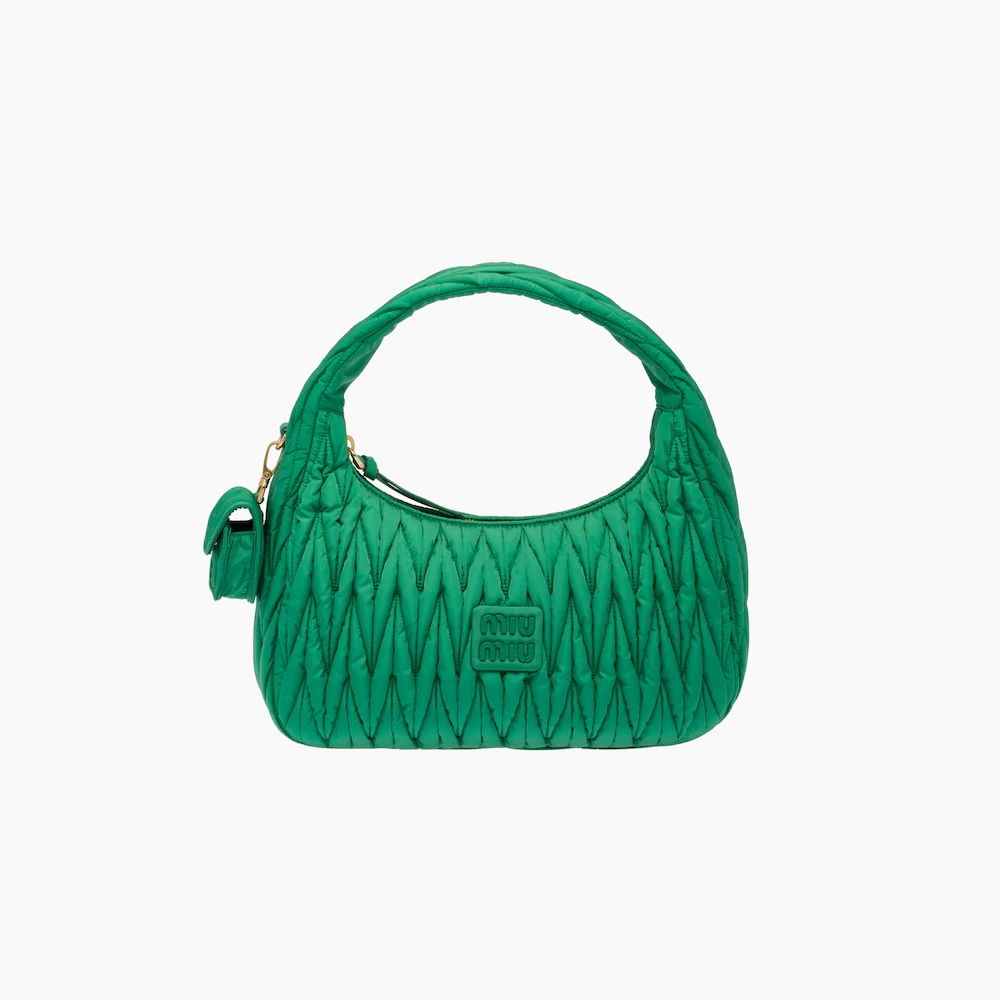 Miu Wander matelassé regenerated nylon hobo bag - 1