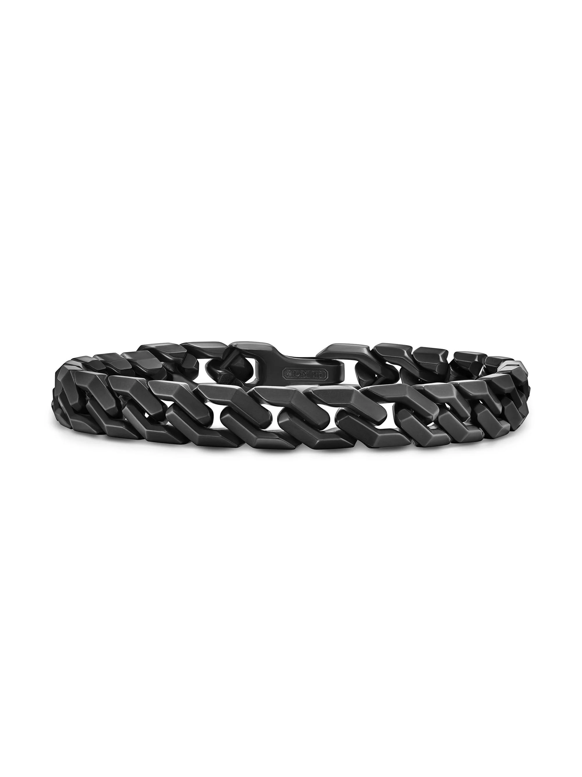 Men's Curb Chain Angular Link Bracelet in Black Titanium, 8.7MM - Black - 1
