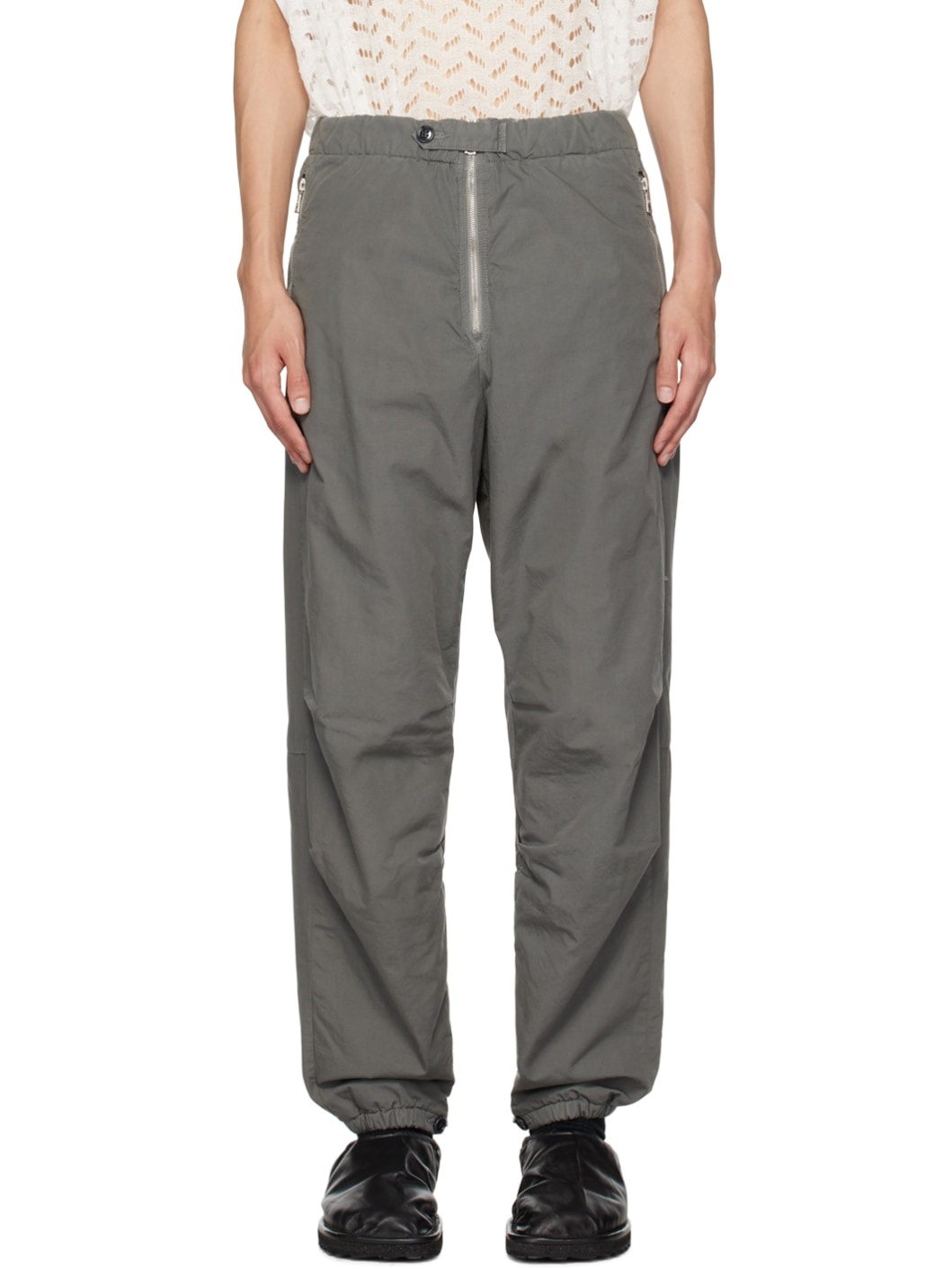 Gray Elasticized Trousers - 1