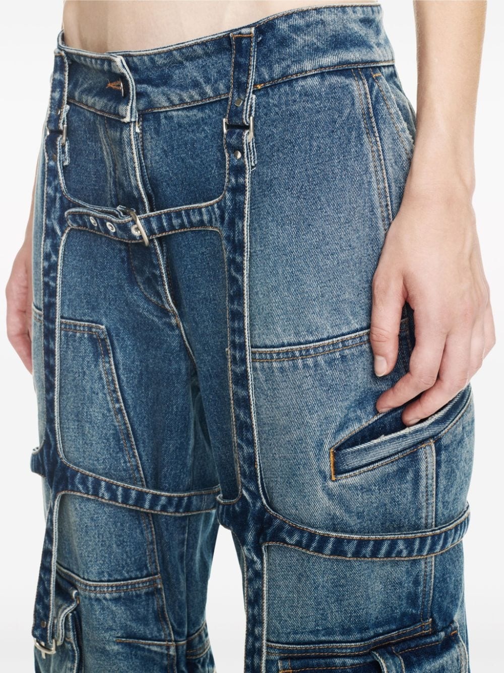 harness-detail cargo jeans - 5