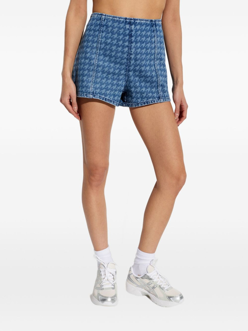houndstooth-pattern denim shorts 3