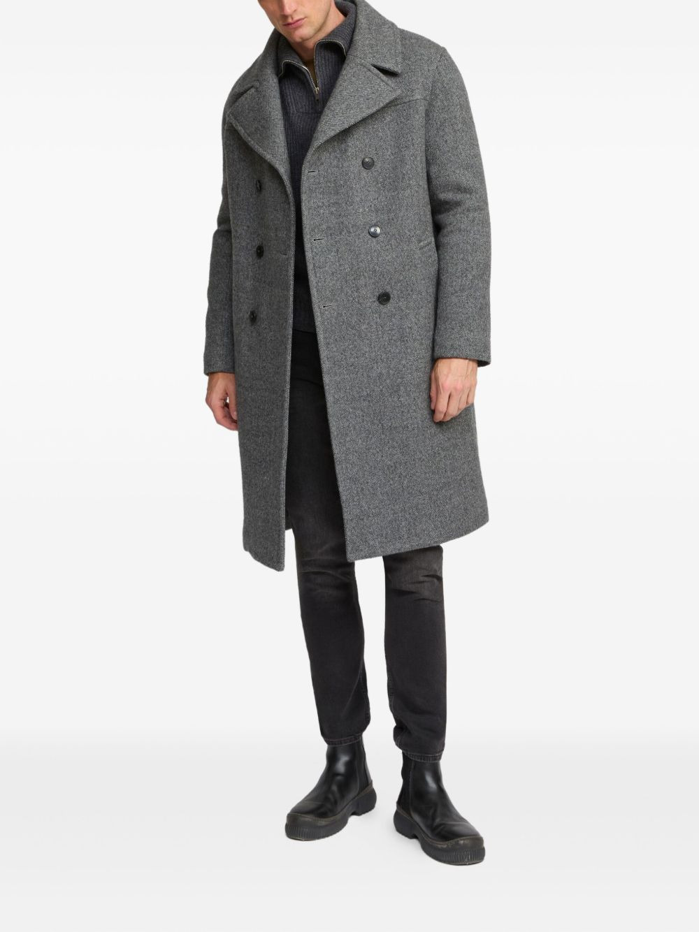 double-breasted wool coat - 2