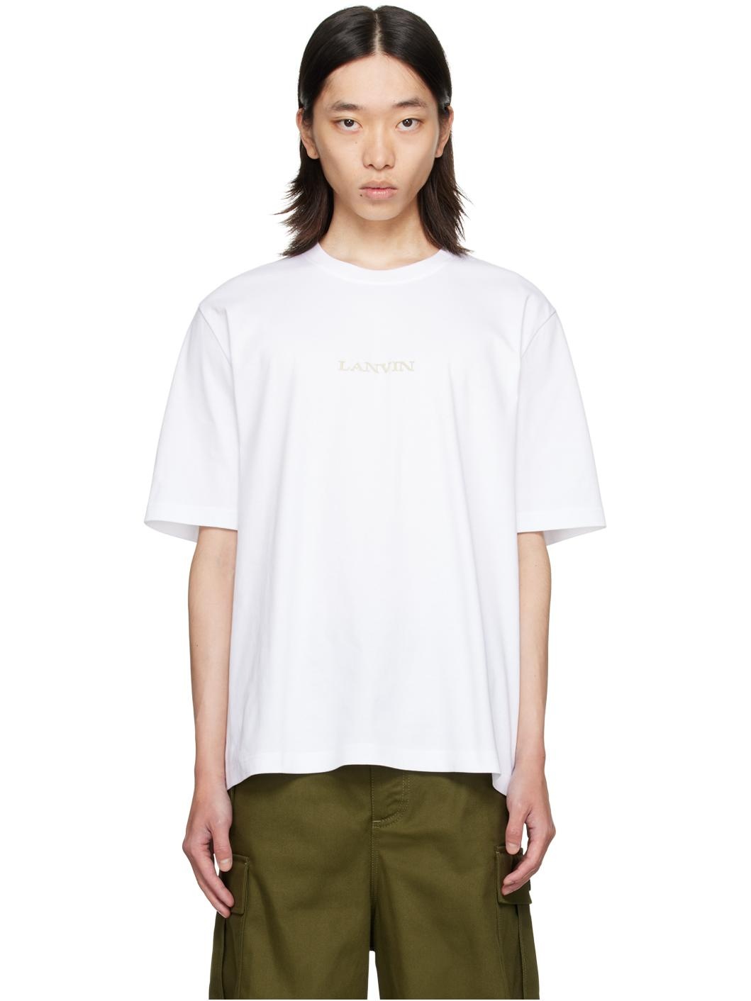 White 'Lanvin' Embroidered Classic T-Shirt - 1