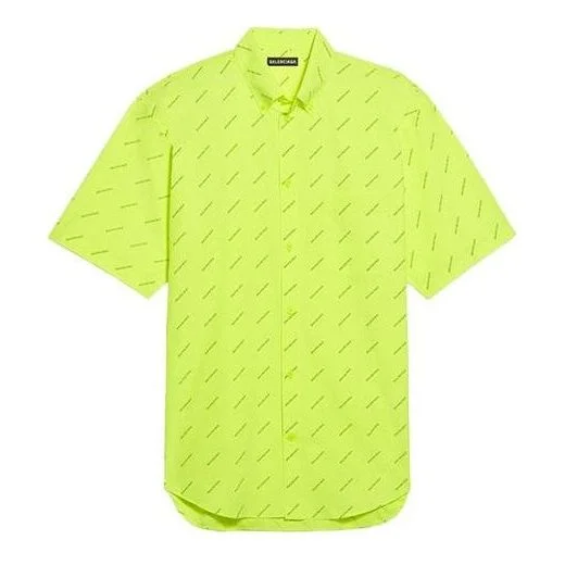 Balenciaga All Over Logo Shirt 'Neon Yellow' 534332TILX67110 - 1