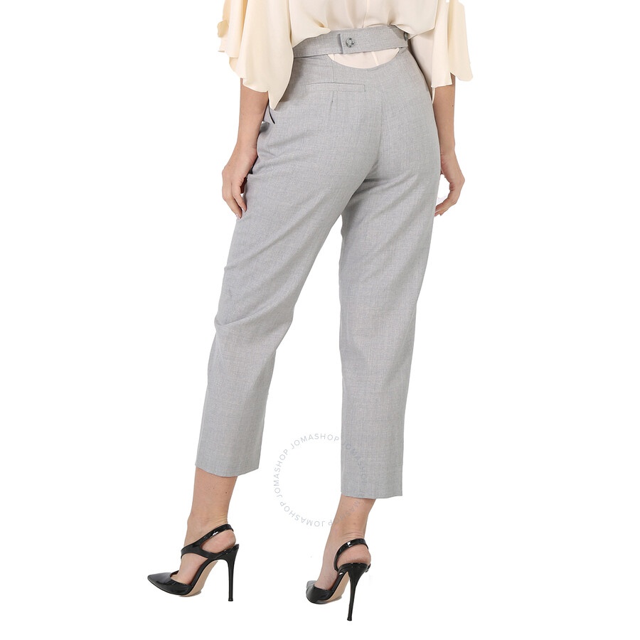 Burberry Ladies Heather Melange Cutout Detail Wool Tailored Trousers - 6