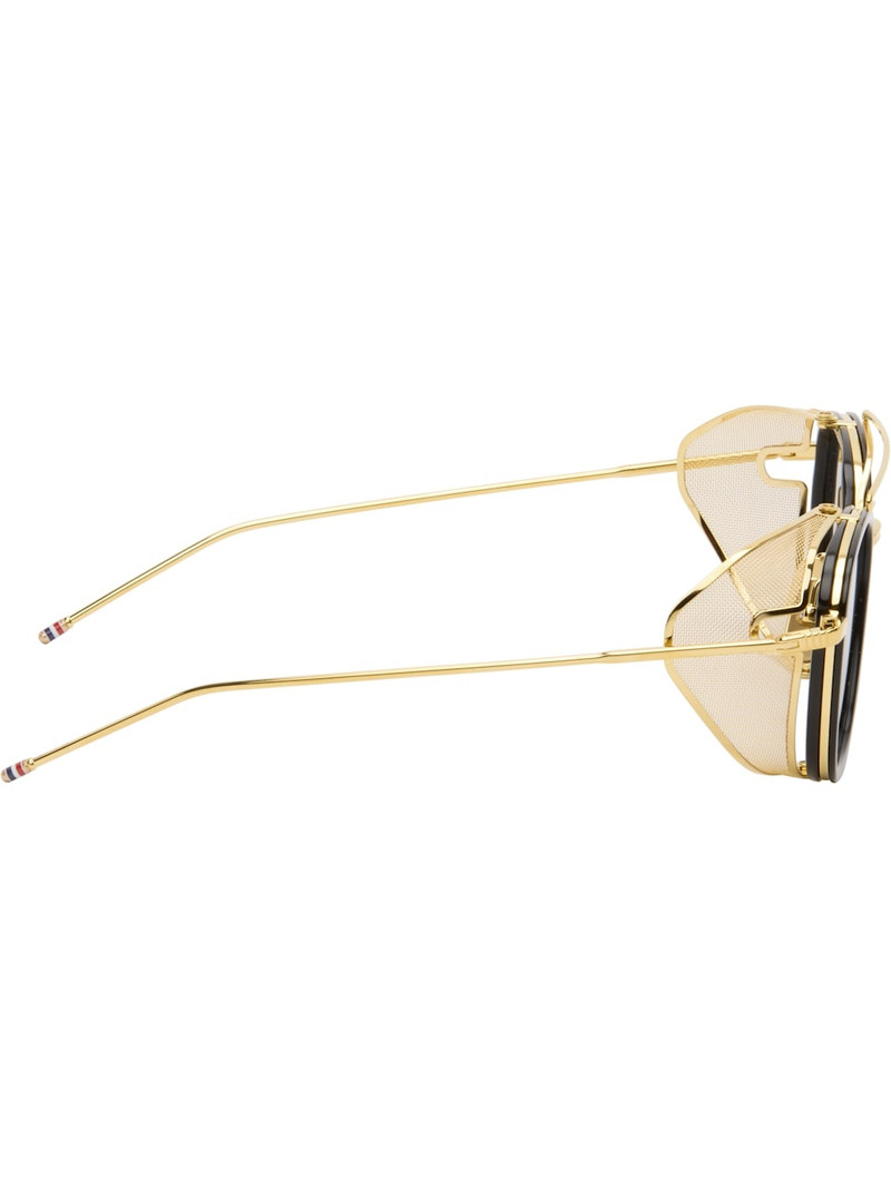 Thom Browne Black & Gold Square Sunglasses outlook