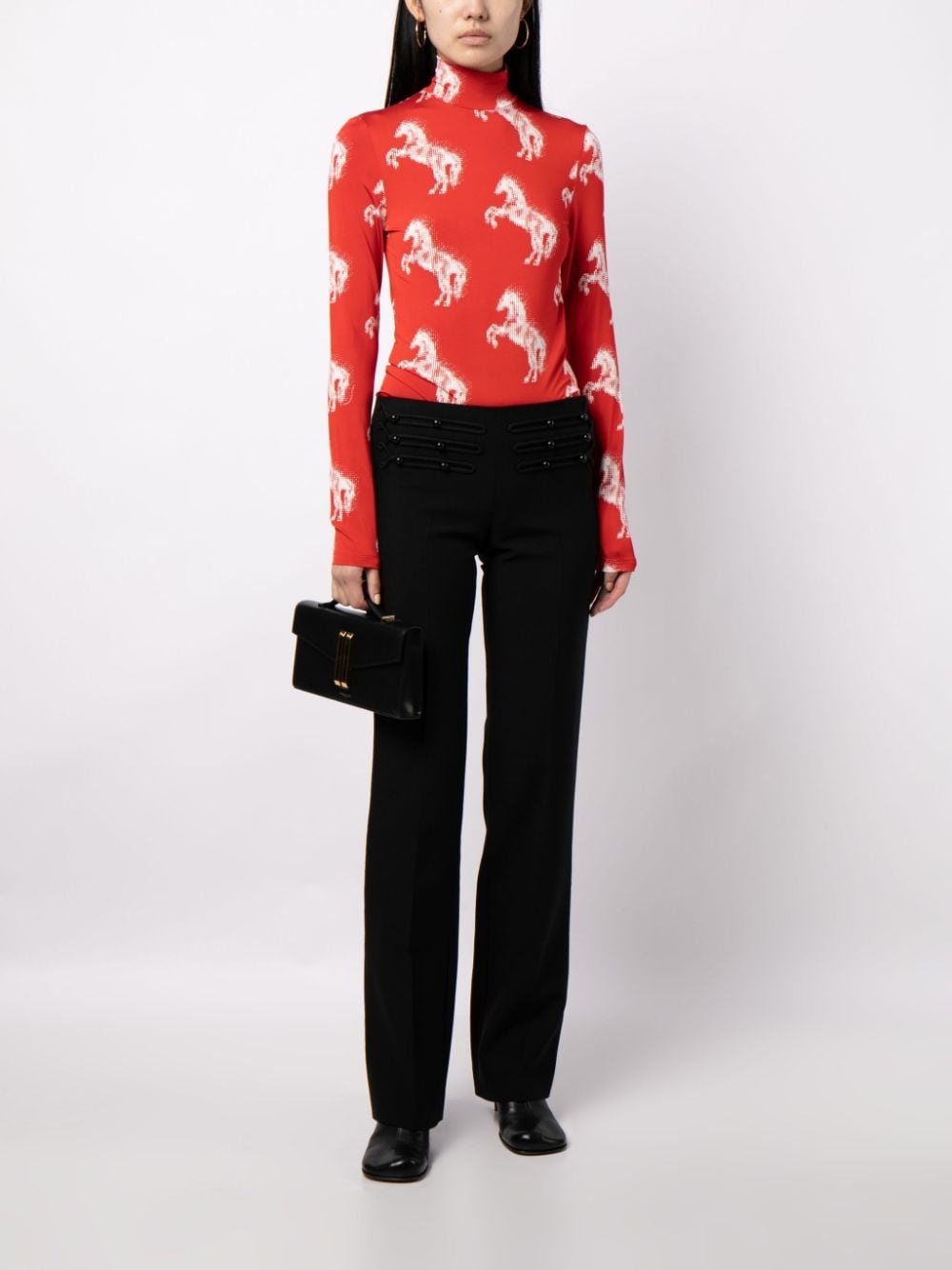 horse-print high-neck top - 2