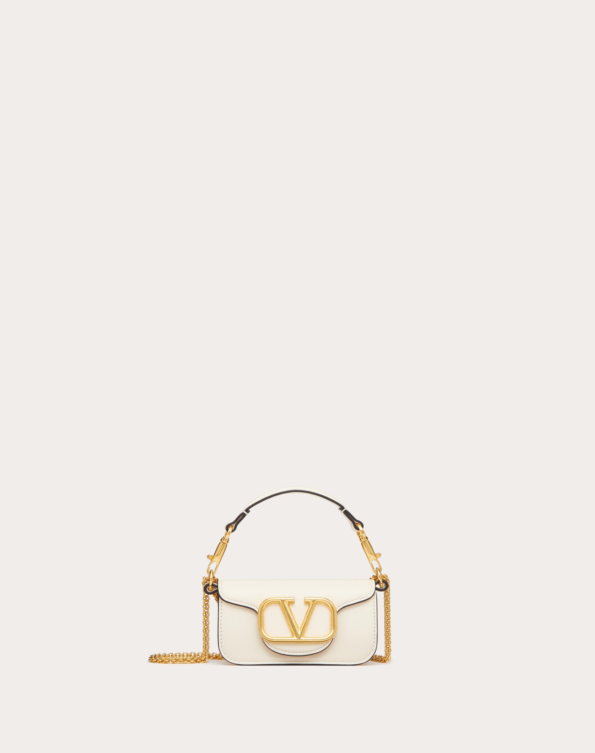 VALENTINO GARAVANI LOCÒ MICRO BAG IN CALFSKIN LEATHER WITH CHAIN - 1