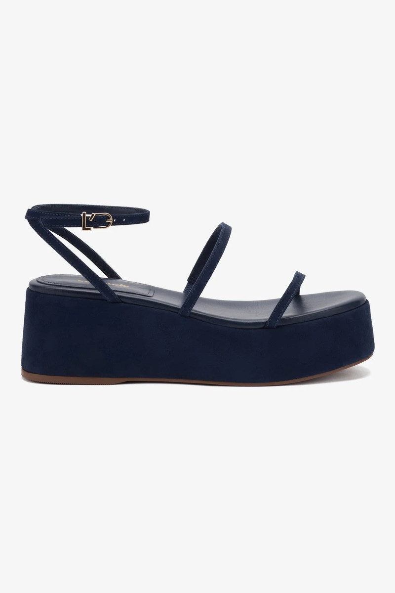 Gio Flatform Sandal In Navy Suede 1