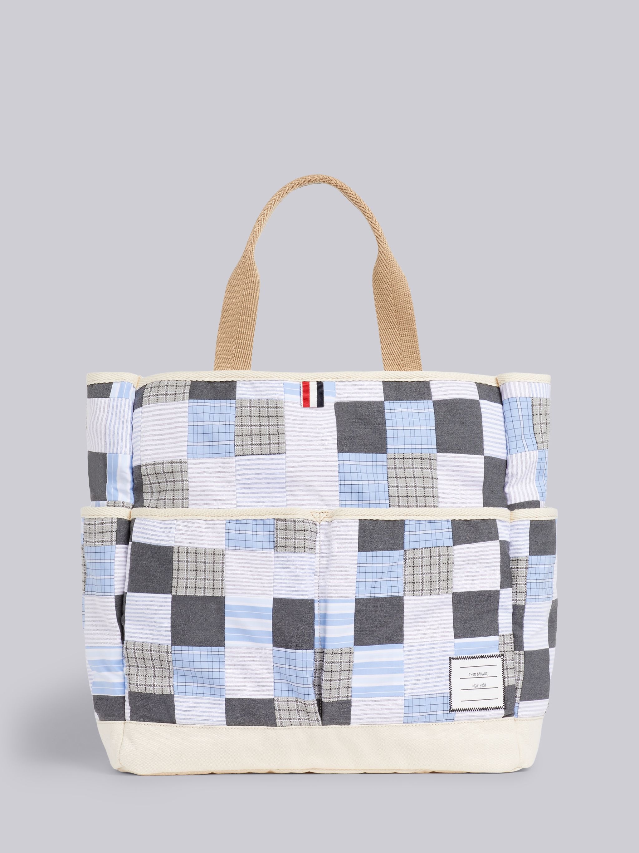 Medium Grey Cotton Patchwork Garden Tote - 1