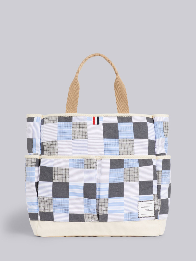 Medium Grey Cotton Patchwork Garden Tote 1