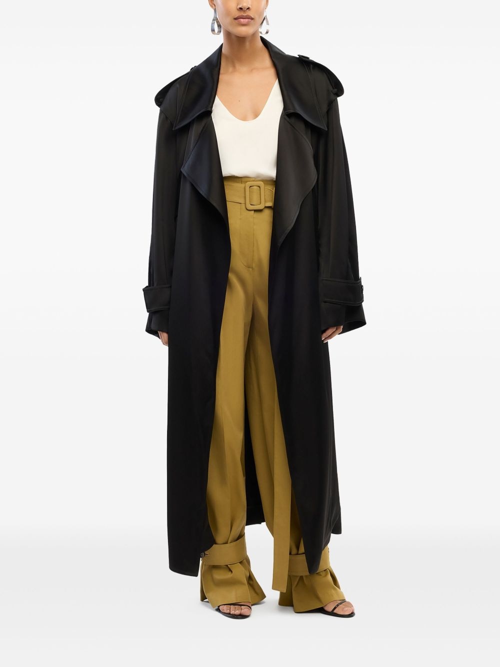 satin-finish trench coat - 2