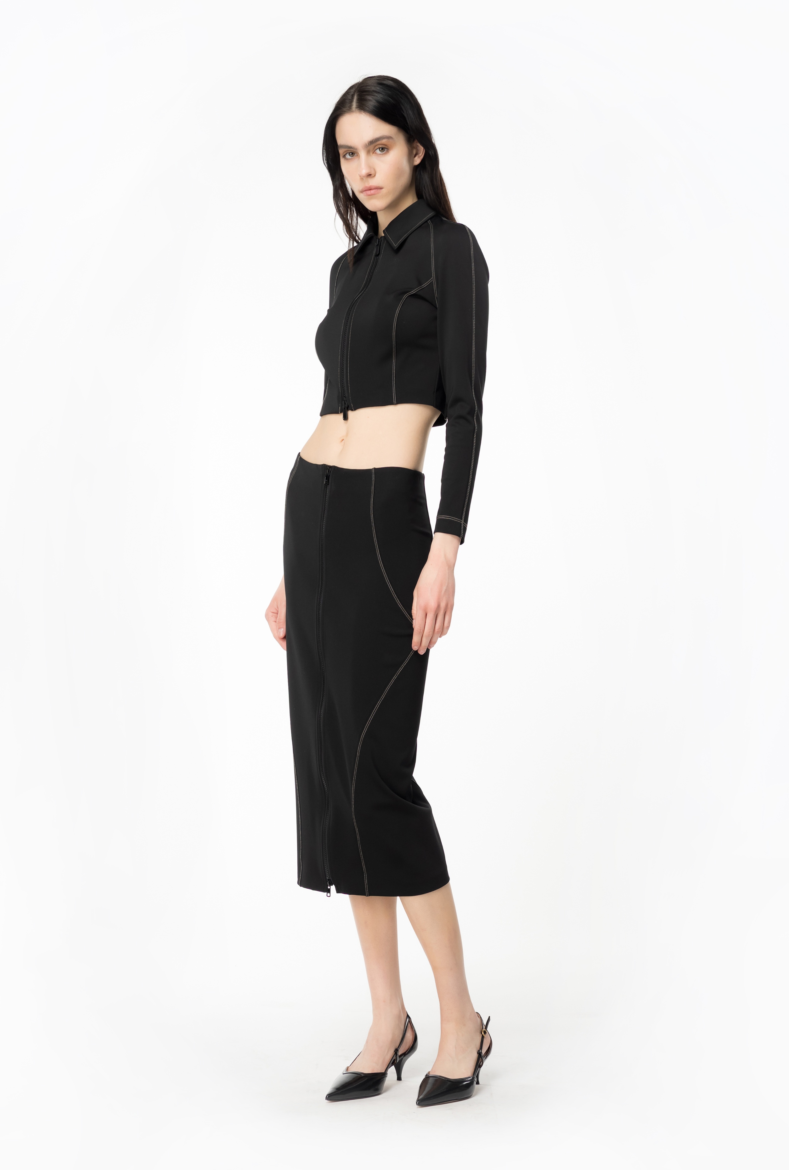 CALF-LENGTH SCUBA SKIRT - 2