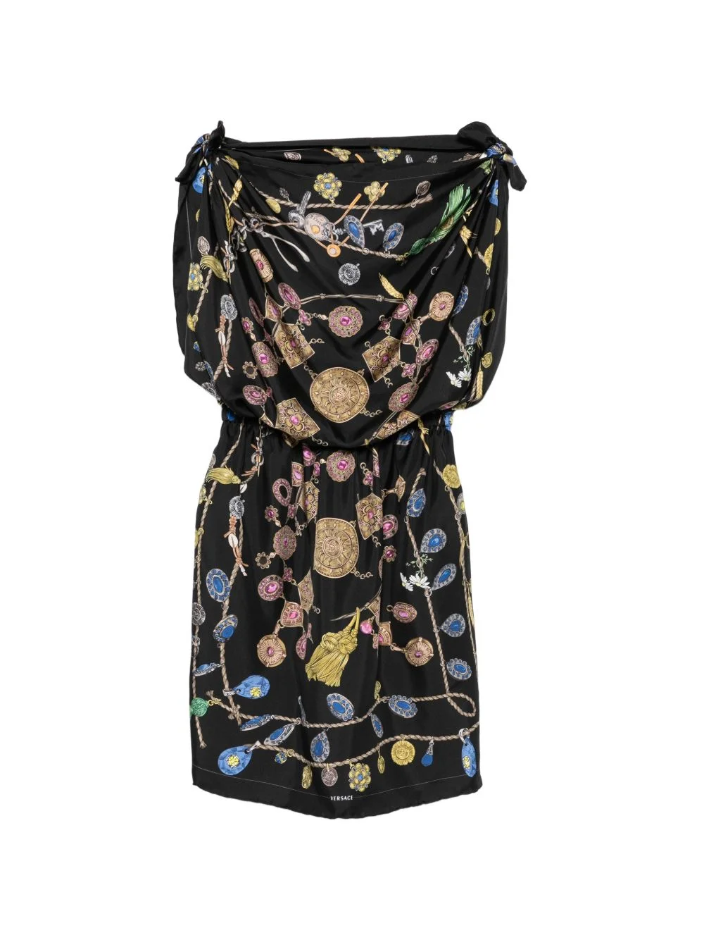 jewel-print silk mini dress - 1