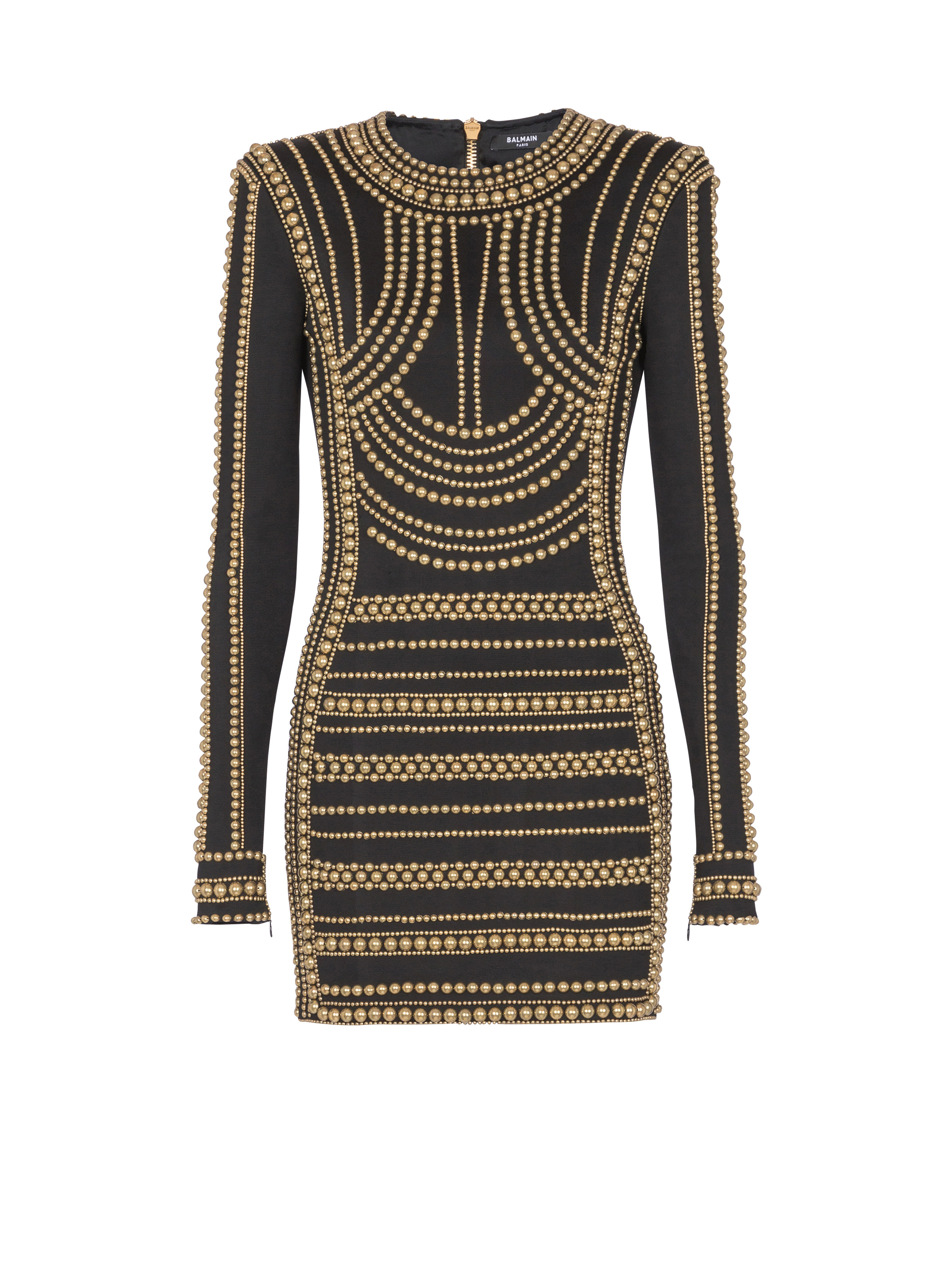 Short gold bead-embroidered dress - 1