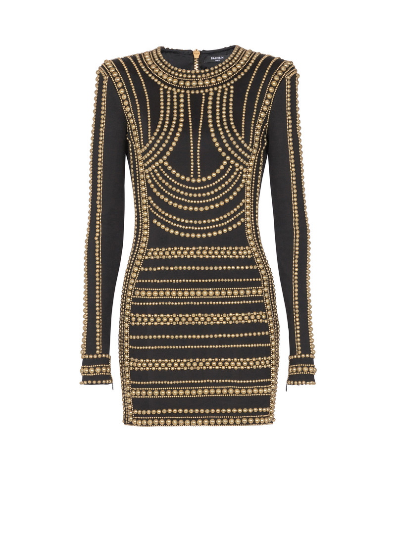 Short gold bead-embroidered dress 1