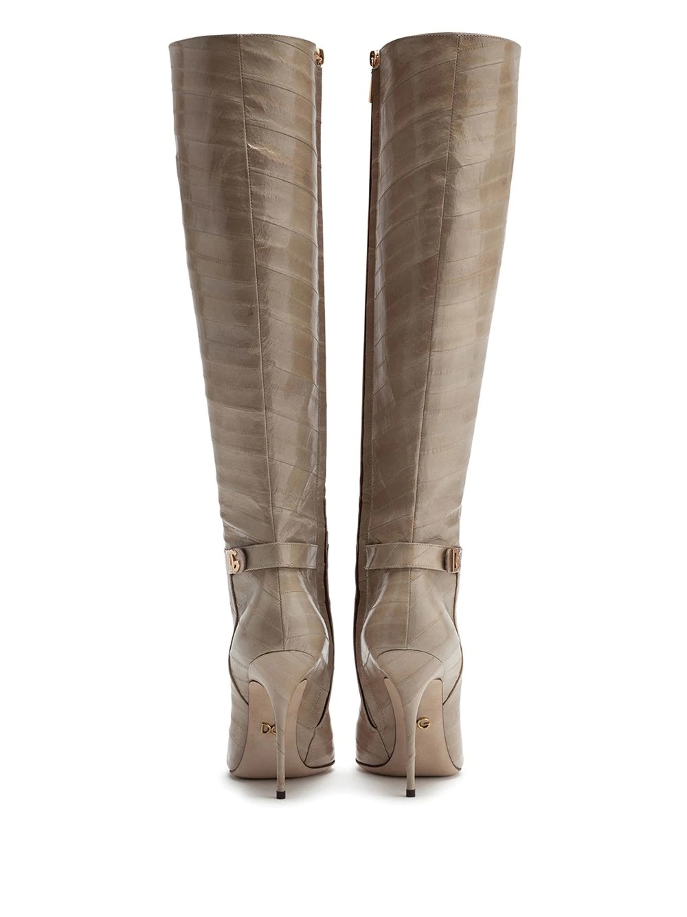 logo plaque knee boots - 3