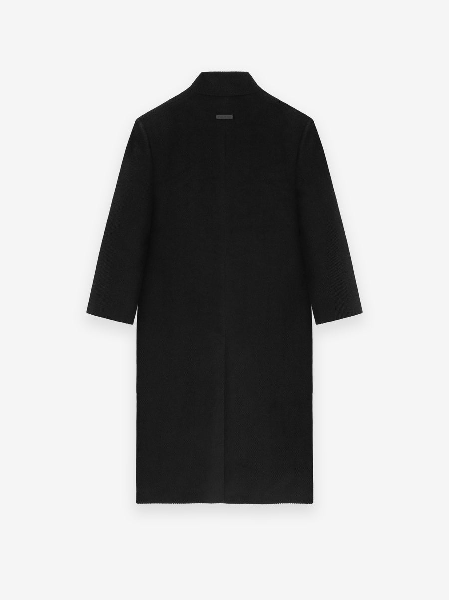 Alpaca Herringbone Lapelless Coat - 4