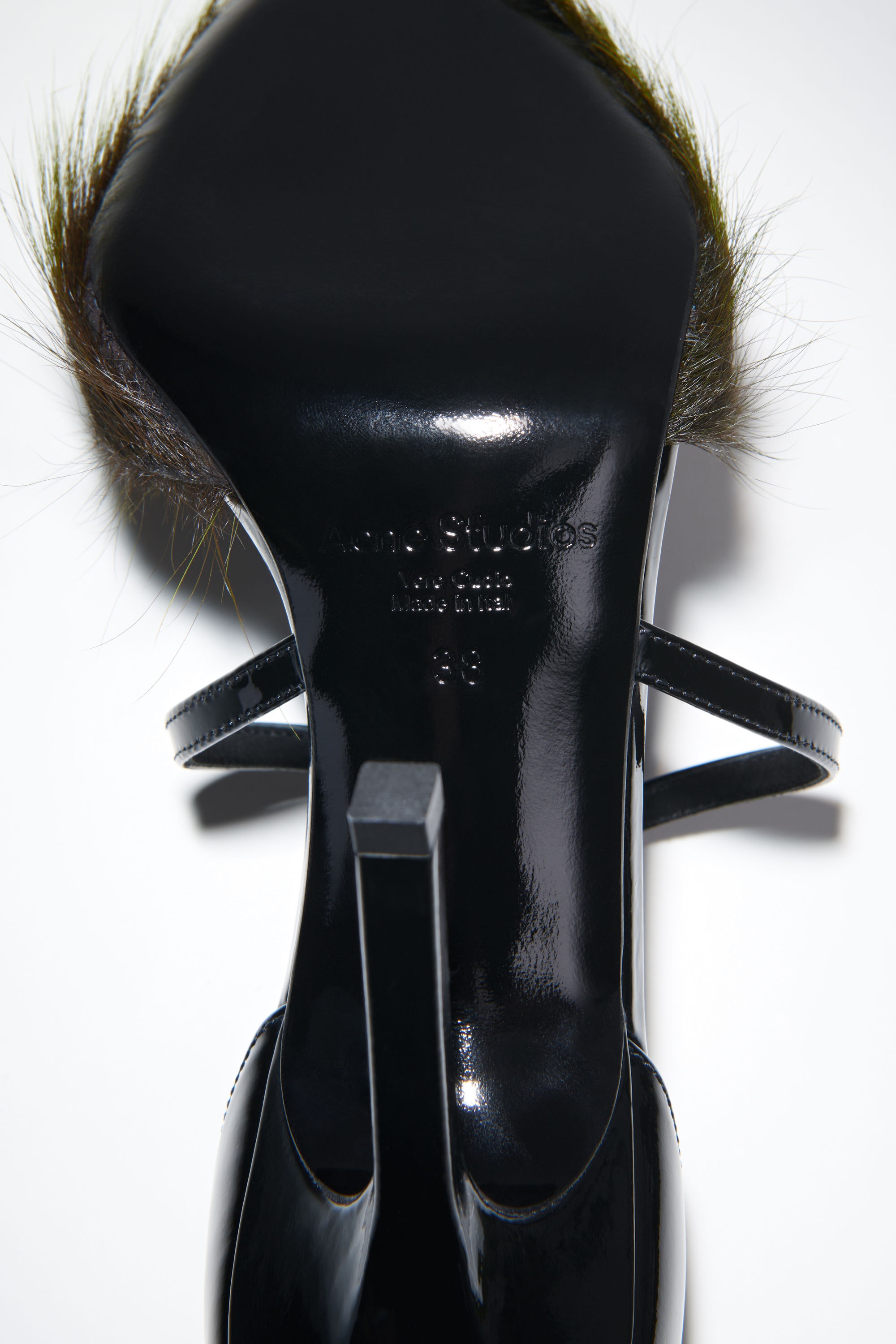 Hairy leather heeled pumps - Yellow/black - 6
