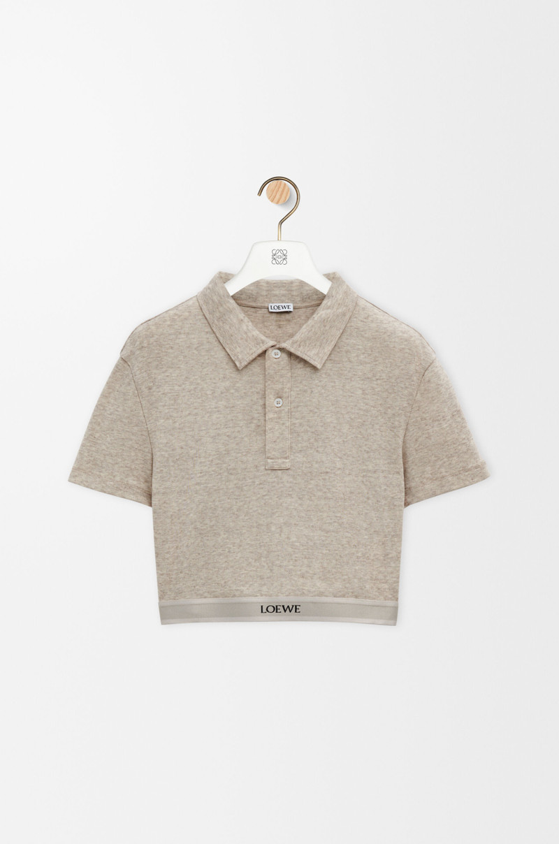 Cropped polo in cotton and wool 1