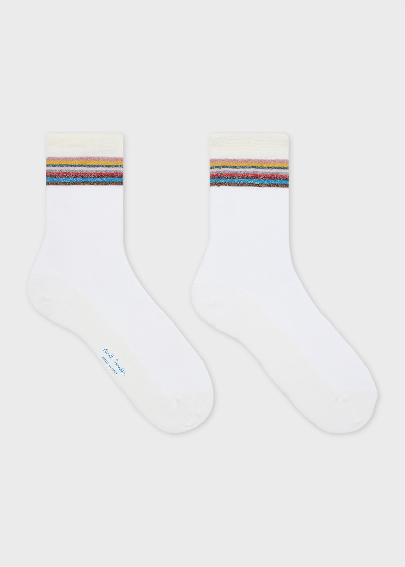 Paul Smith Women's White Sheer 'Signature Stripe' Socks outlook
