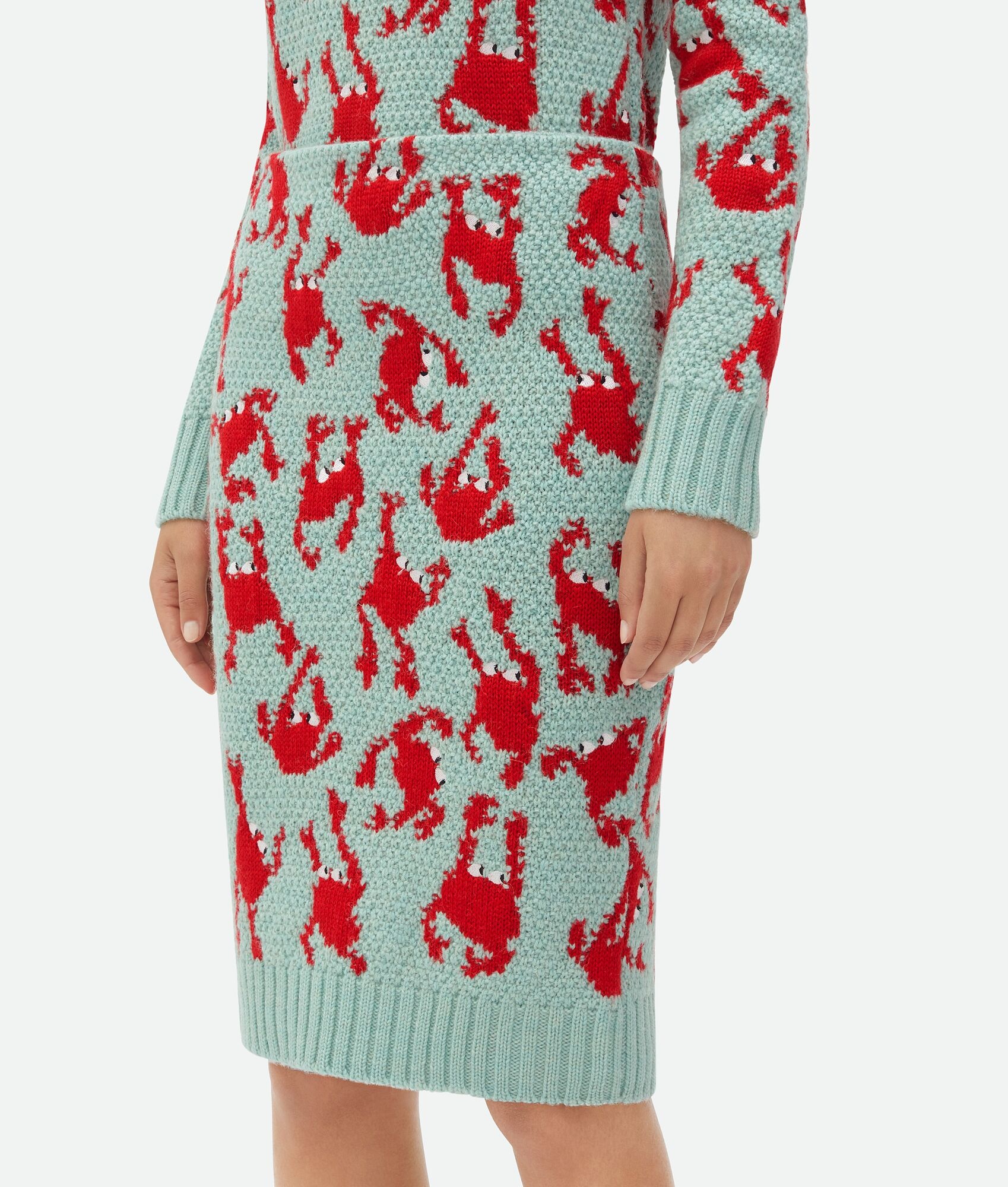 Jacquard Crabs Wool Skirt - 5