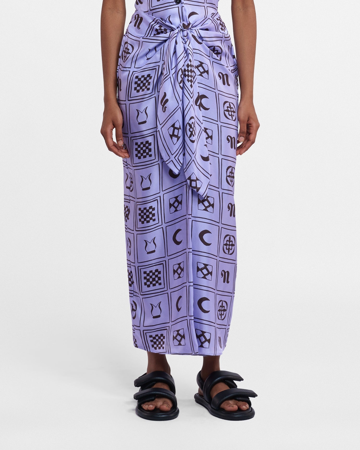 Printed Silk-Twill Sarong-Style Midi Skirt - 3