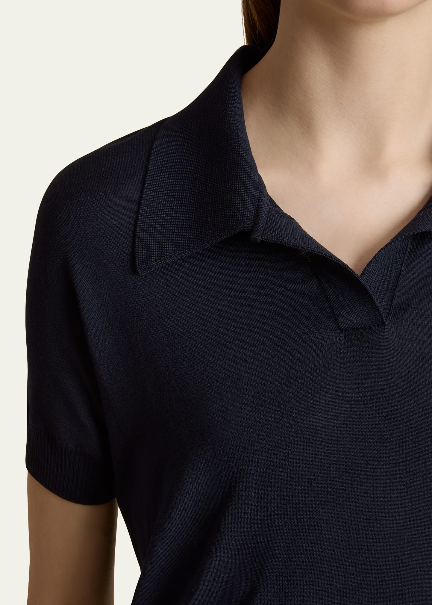 Morgane Short-Sleeve Crop Polo Top - 5