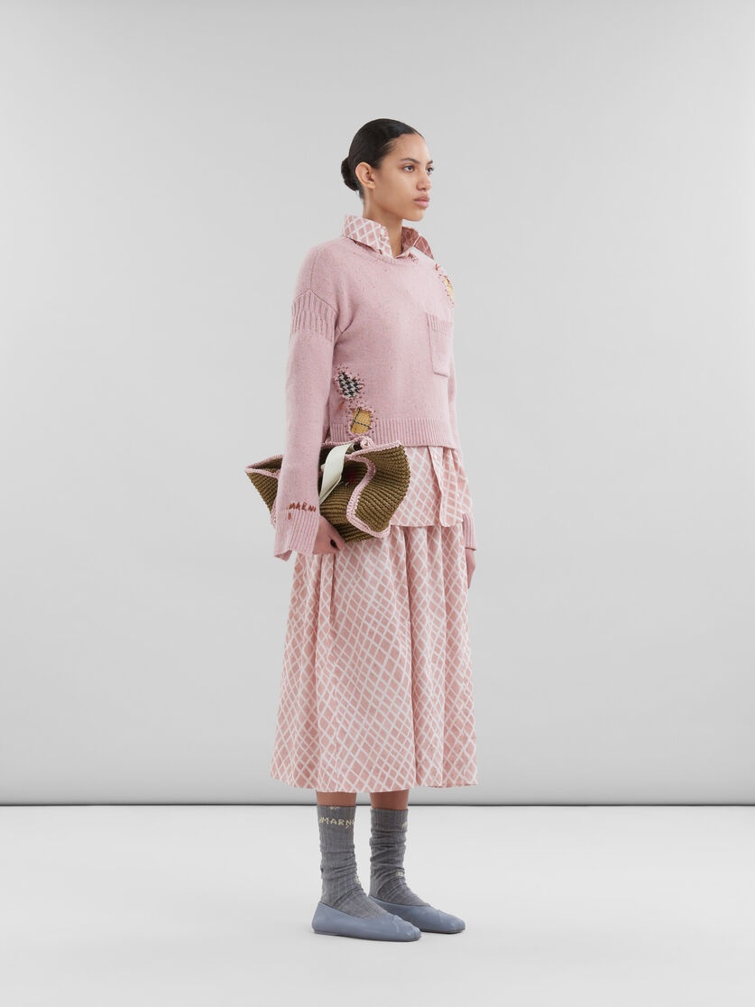 PINK POPLIN MIDI SKIRT WITH LANDSCAPES PRINT - 5