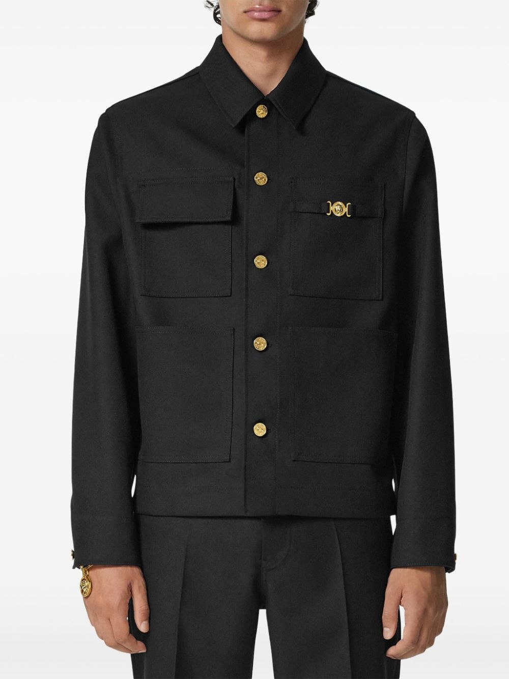 Medusa-plaque cotton jacket - 3