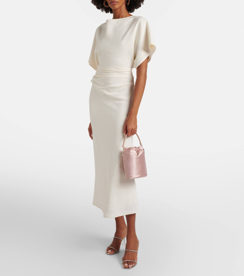 STAUD Lila leather-trimmed satin bucket bag outlook