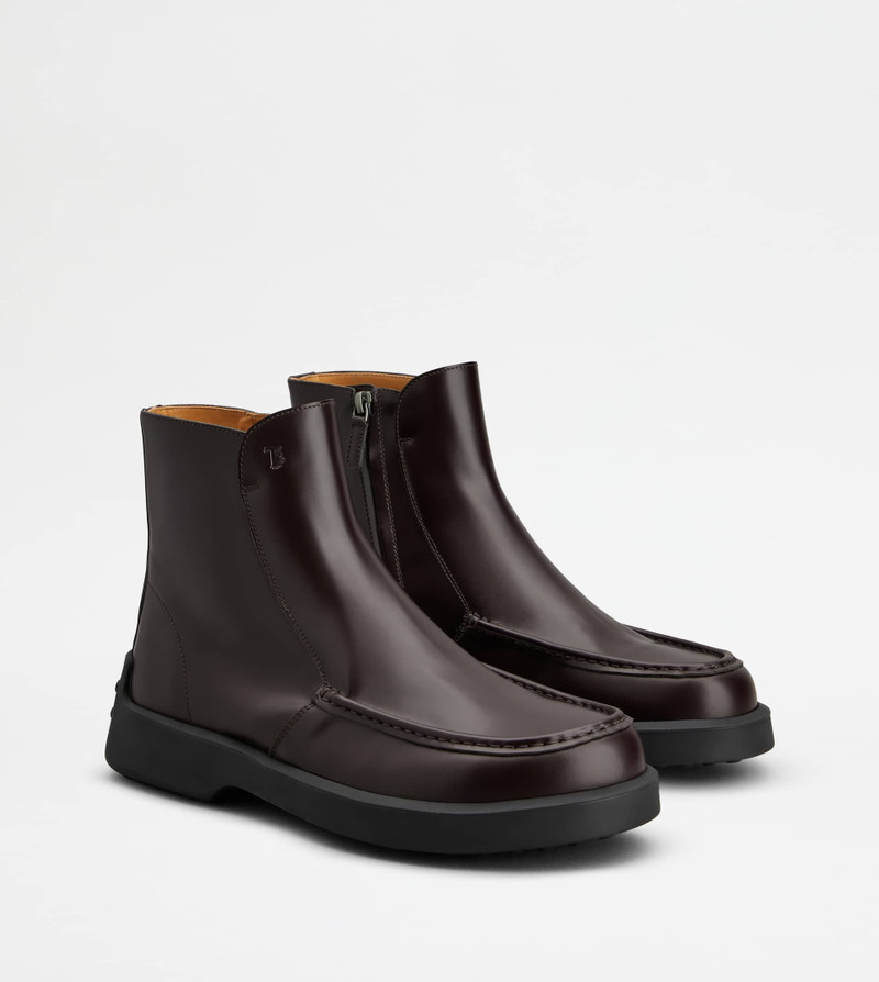 ANKLE BOOTS IN LEATHER - BURGUNDY 2