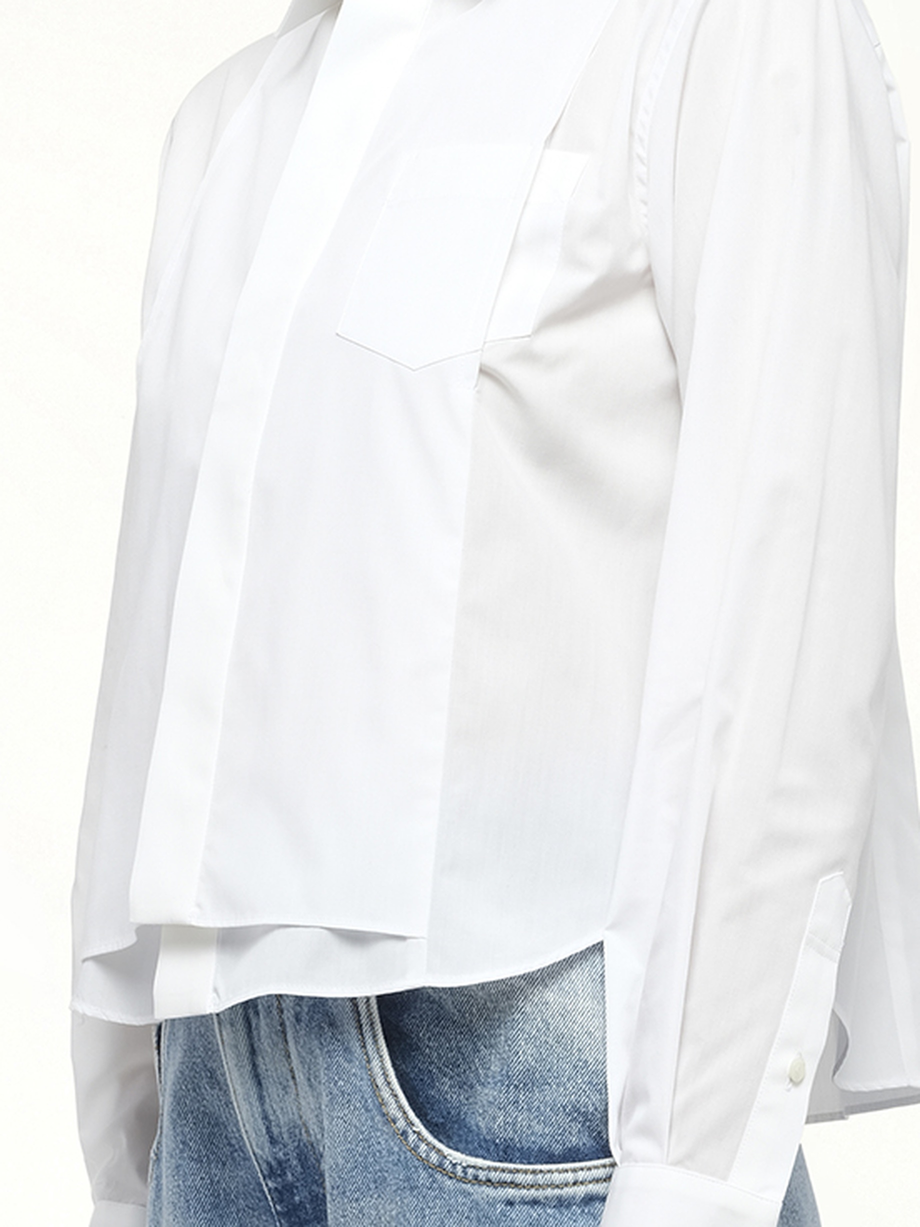 Layered Poplin Shirt in Off White - 3