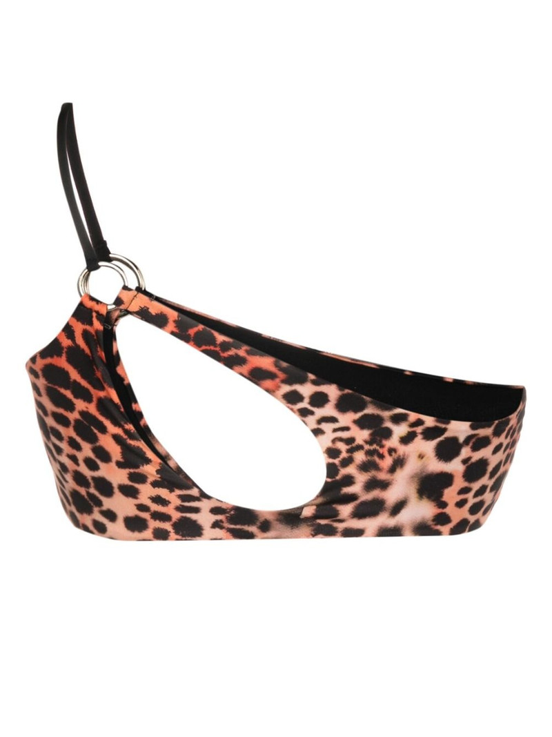 Roberto Cavalli leopard-print single-shoulder bikini top outlook
