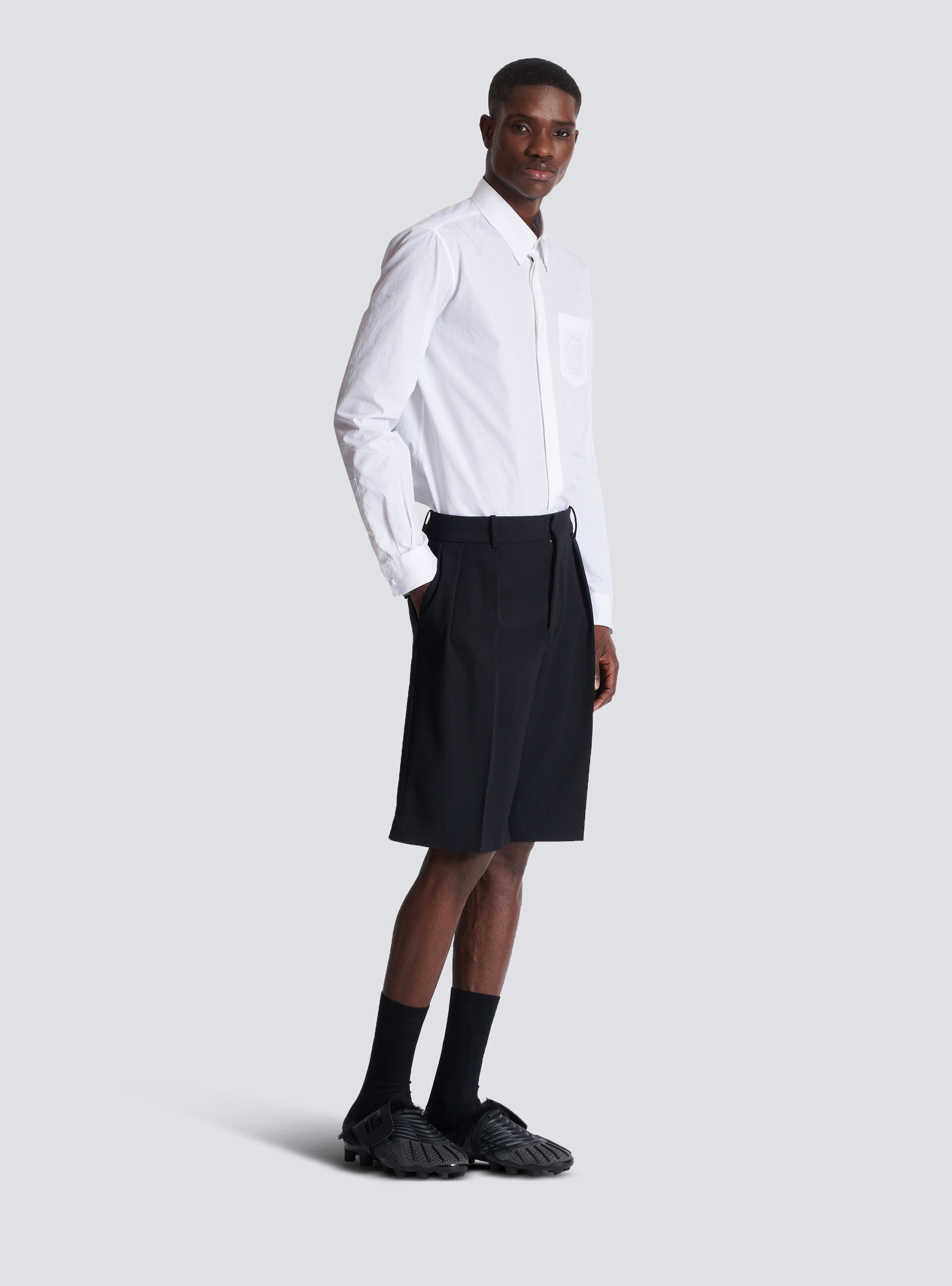 Grain de poudre pleated Bermuda shorts - 3
