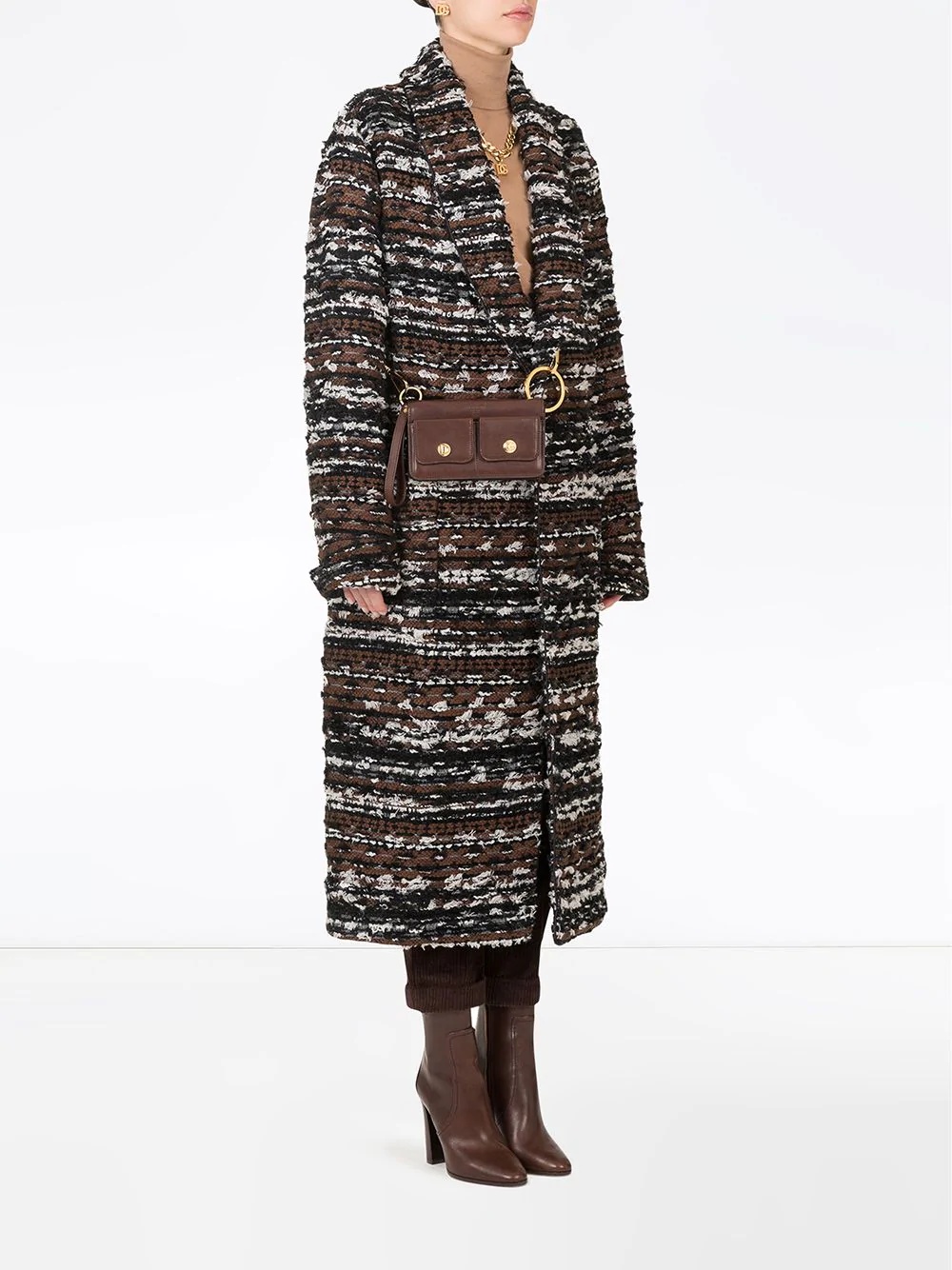 belted tweed robe-style coat - 2