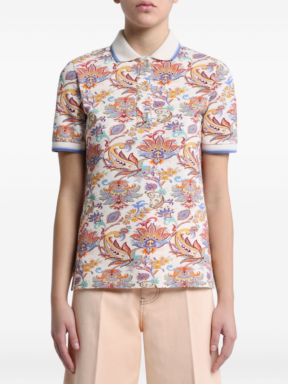 floral-print polo shirt - 2