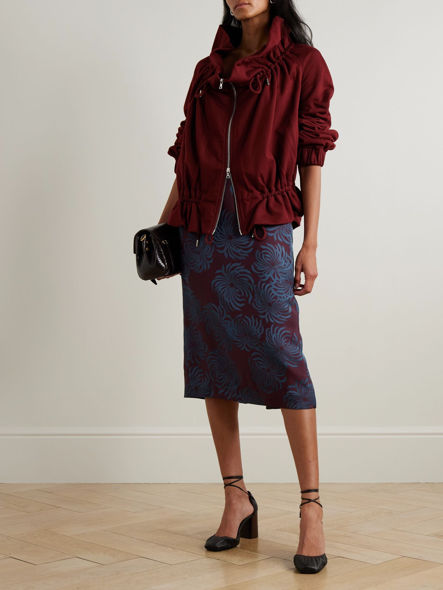Jacquard midi skirt Burgundy - 2