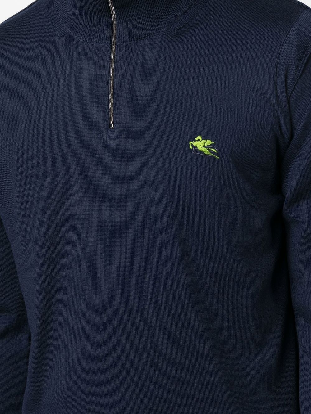 logo-embroidered half-zip jumper - 5