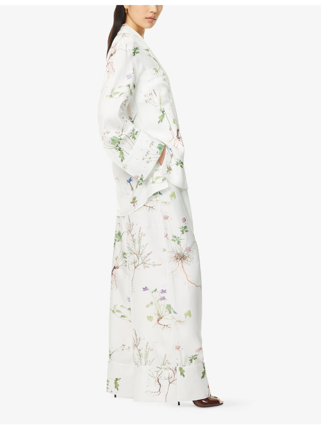 Graphic-Pattern Wide-Leg Silk Trousers - 2