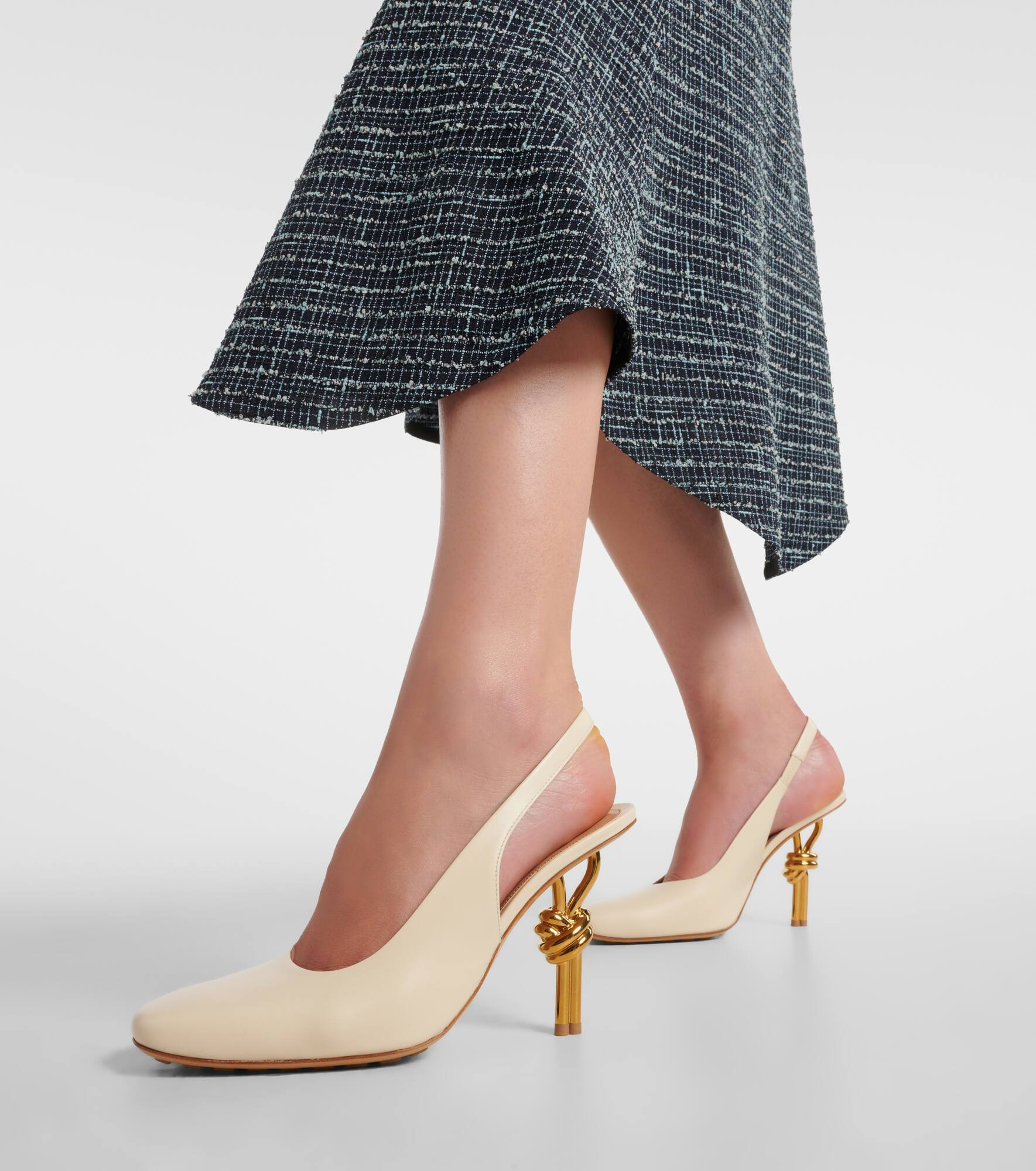 Knot leather slingback pumps - 4