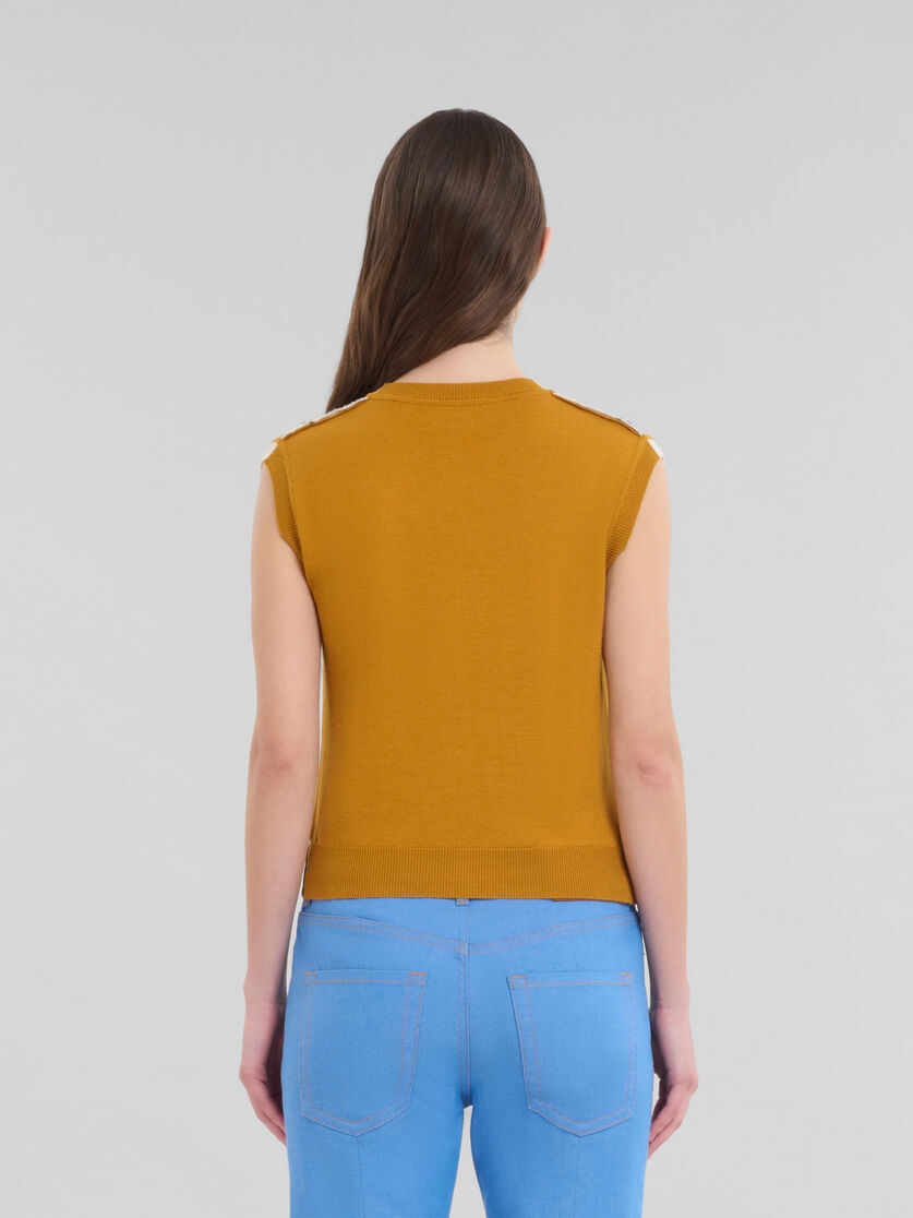 ORANGE AND WHITE CHECKED WOOL VEST - 3