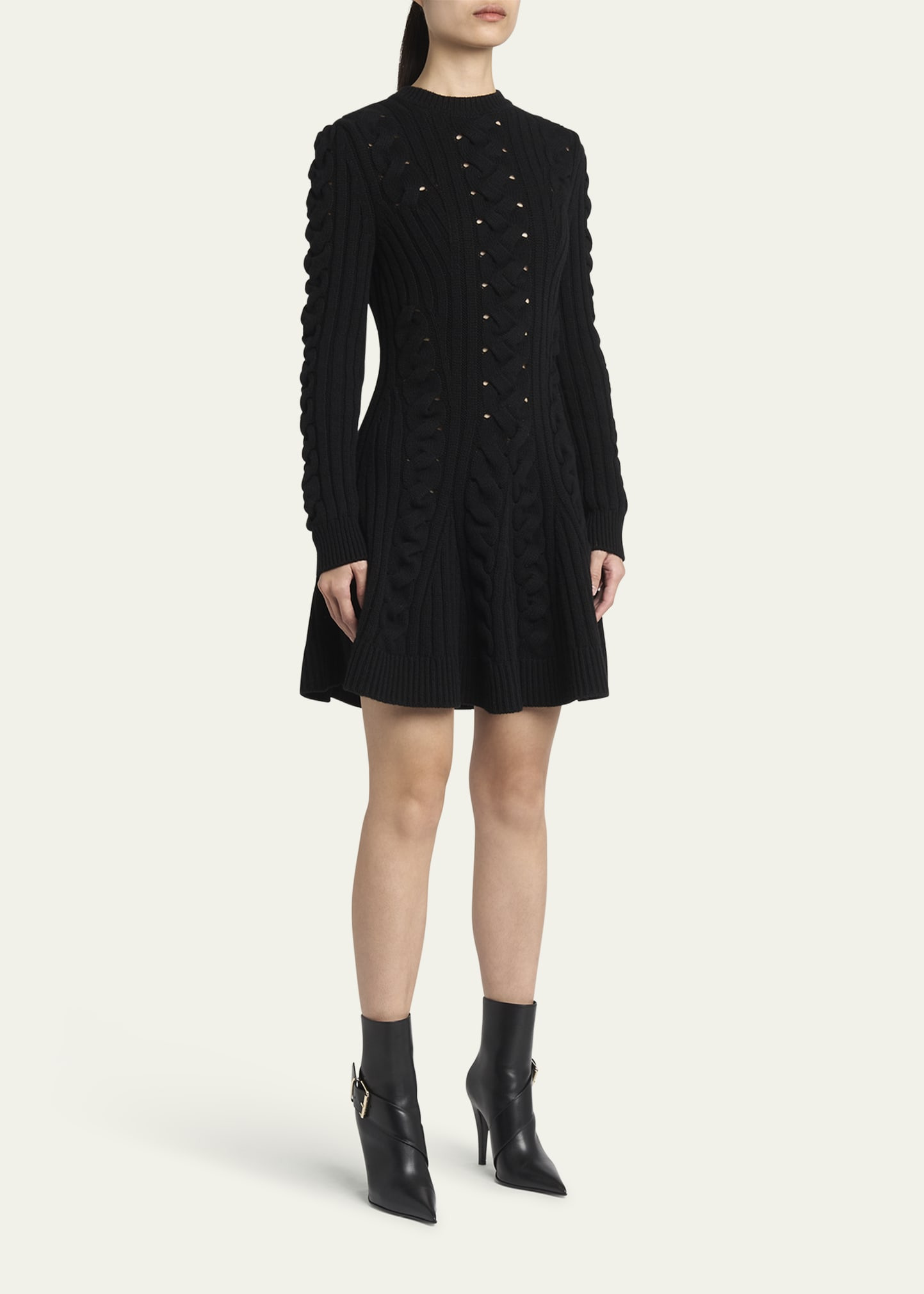 Cable-Knit Wool Cashmere Mini Dress - 4