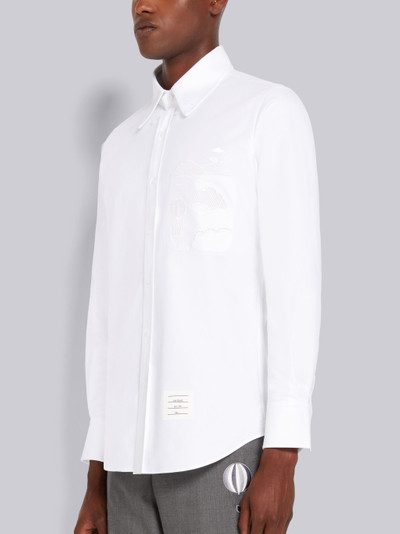 Thom Browne White Broderie Anglaise Sky Motif Pocket Straight Fit Shirt outlook