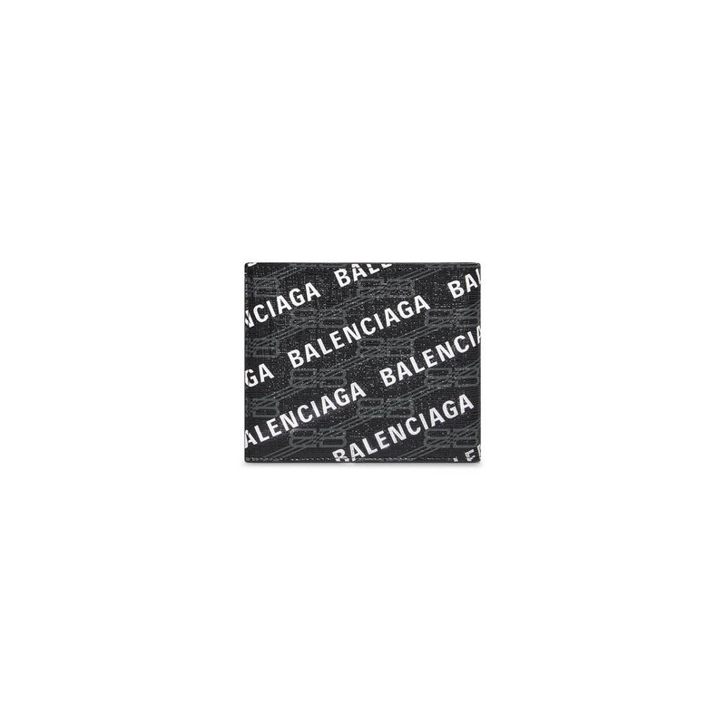 signature square folded wallet bb monogram coated canvas and allover logo 2