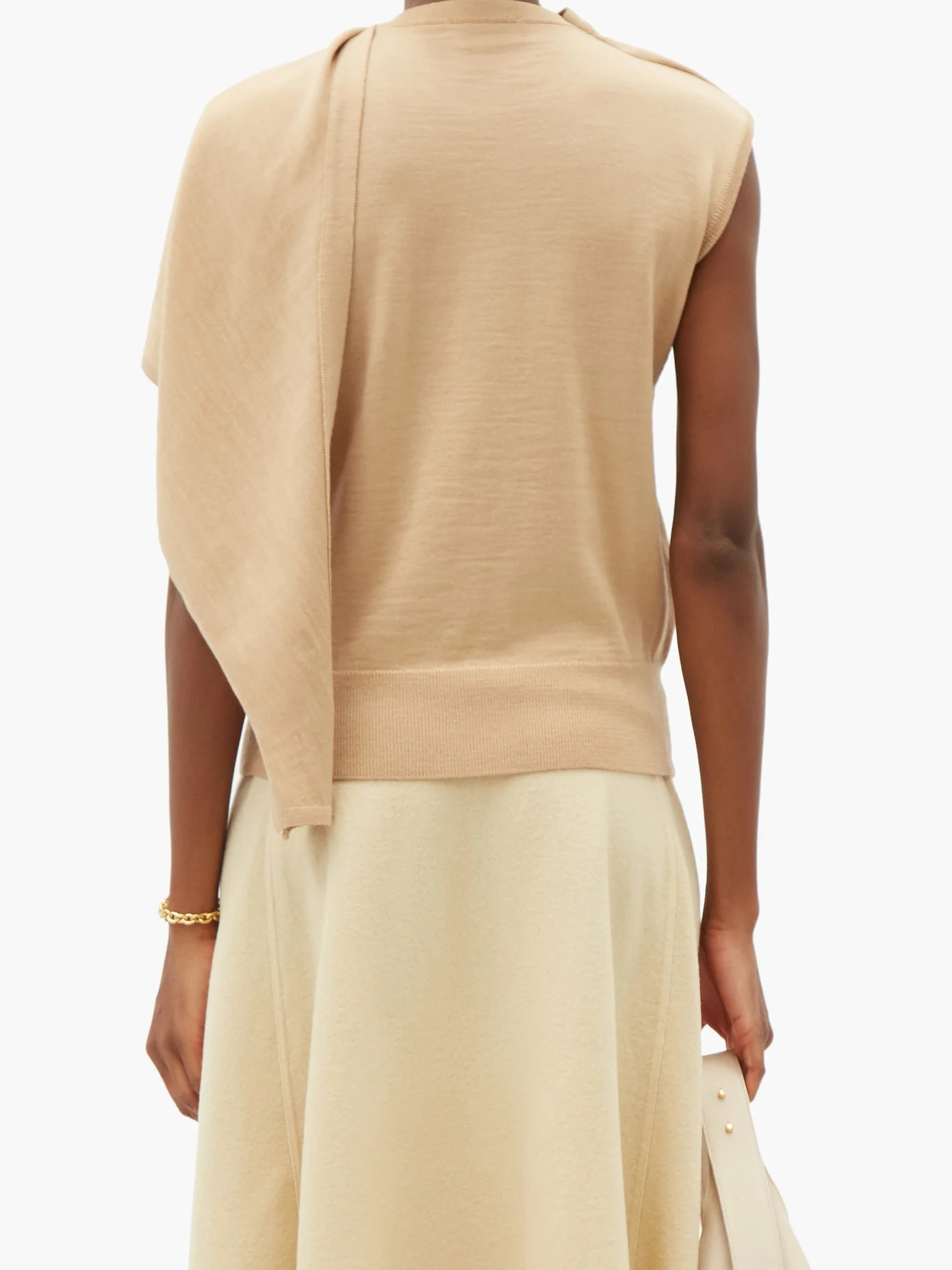 Draped-panel merino wool-blend jersey top - 5