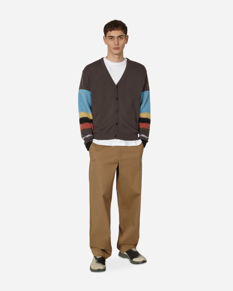 AWAKE NY Striped Mohair Sleeve Cardigan Brown outlook