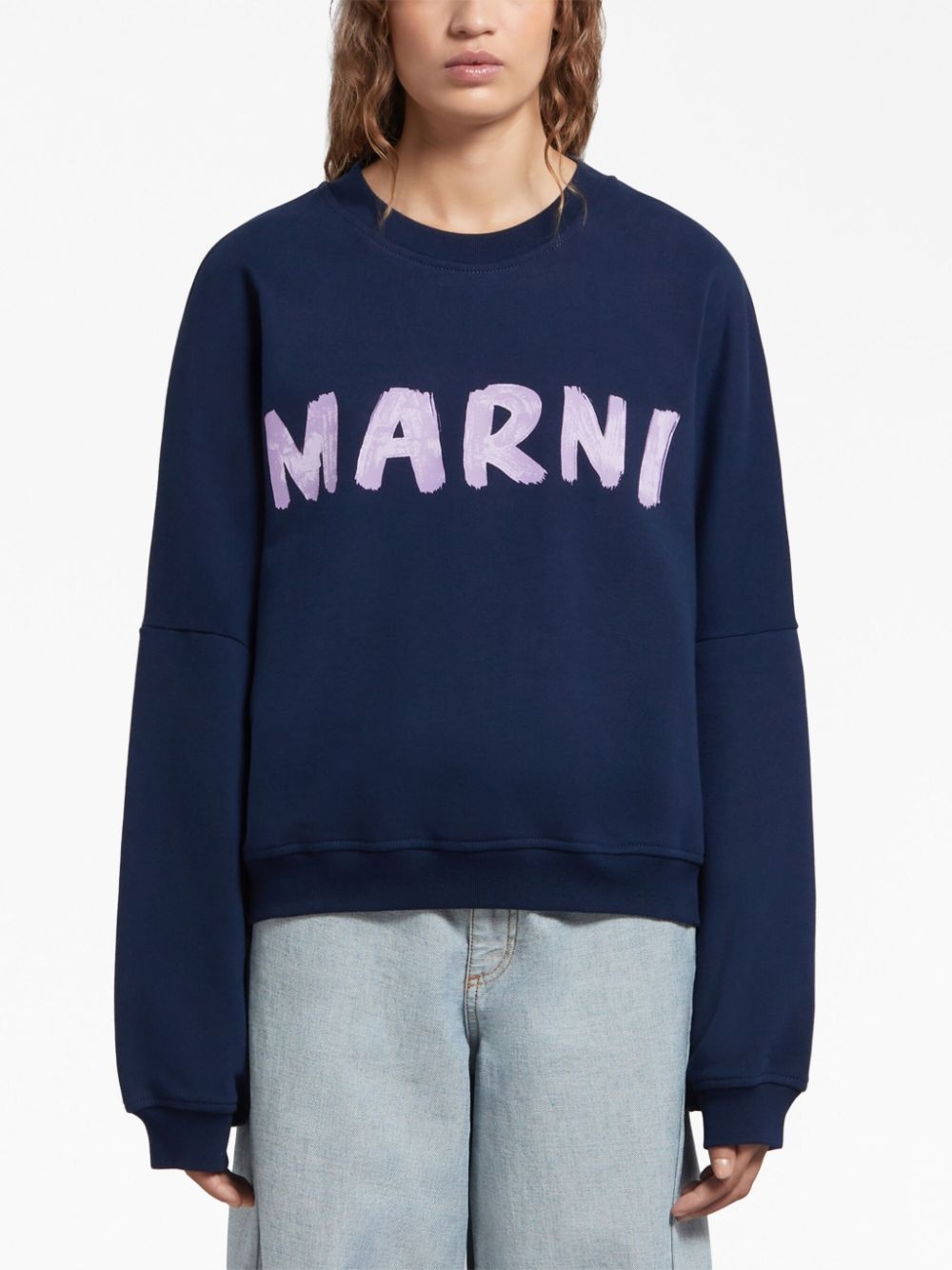 logo-print cotton sweatshirt - 3