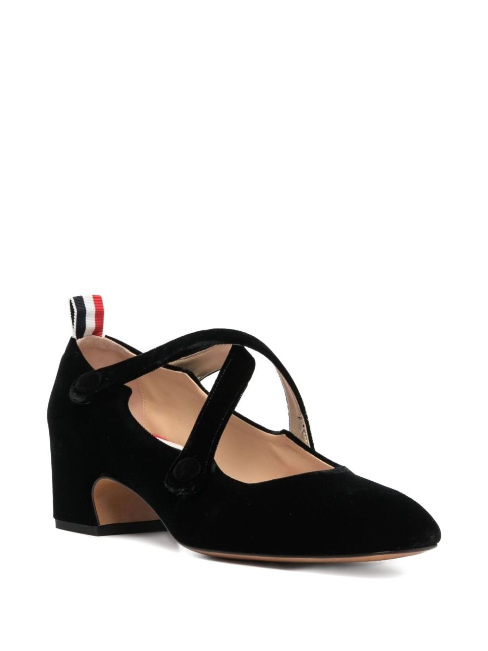 CRISS CROSS BUTTONS THOM JOHN W/ 40MM BLOCK HEEL IN VELVET - 2