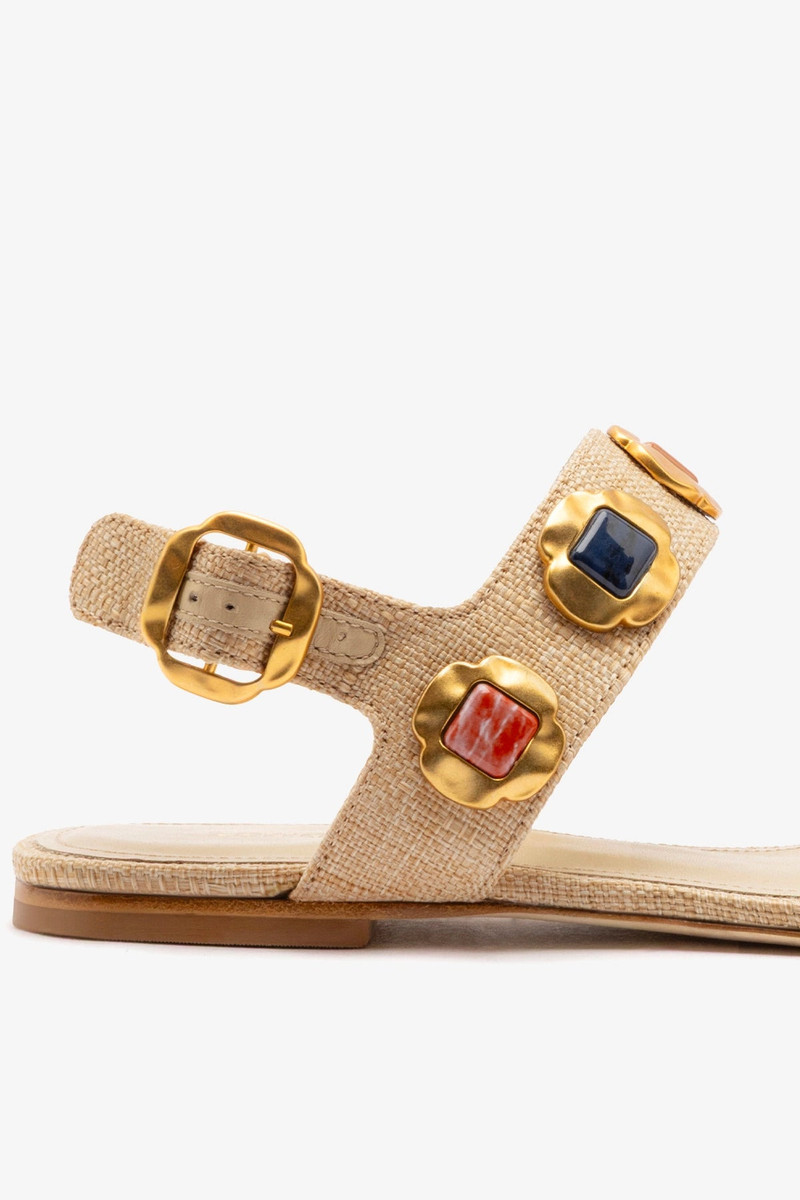 Milan Gioiello Flat In Beige Raffia 4